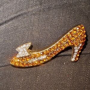 Elegant Gold and Silver Shoe Brooch